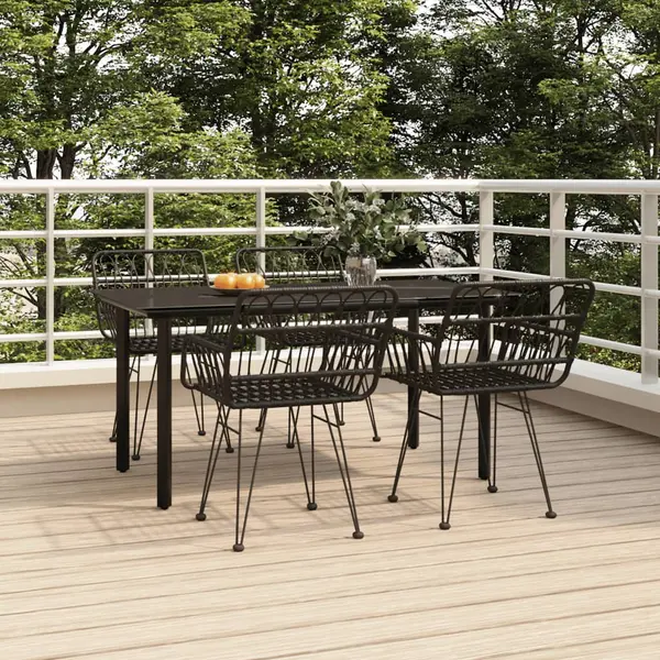 Gossi set mobilier de gradina, 5 piese, negru, poliratan