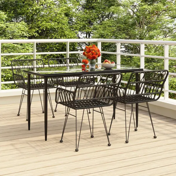 Gossi set mobilier de gradina, 5 piese, negru, poliratan