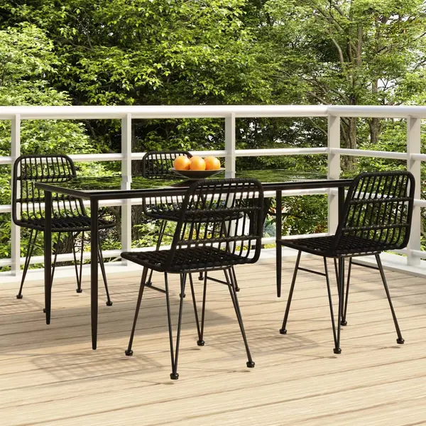 Gossi set mobilier de gradina, 5 piese, negru, poliratan