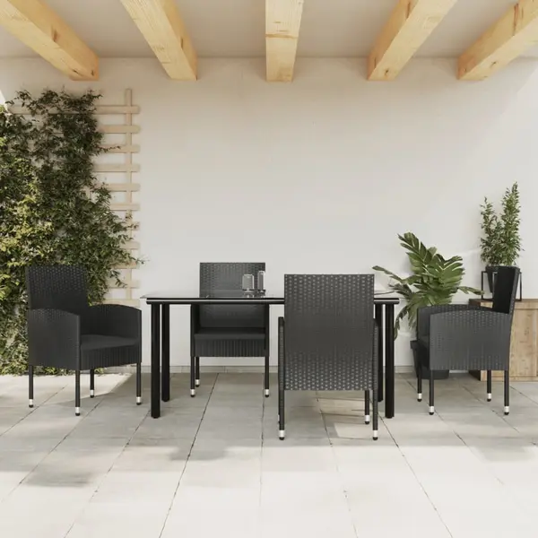 Gossi set mobilier de gradina, 5 piese, negru, poliratan si otel