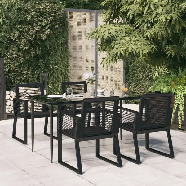 Gossi set mobilier de gradina, 5 piese, negru, ratan pvc