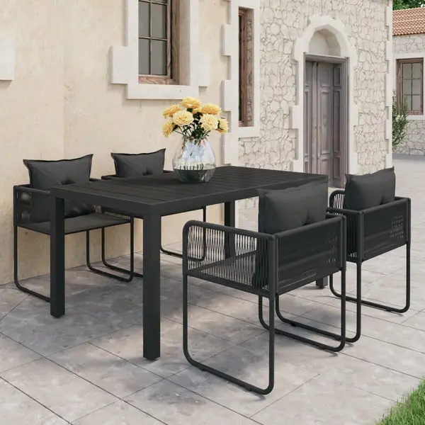 Gossi set mobilier de gradina, 5 piese, negru, ratan pvc