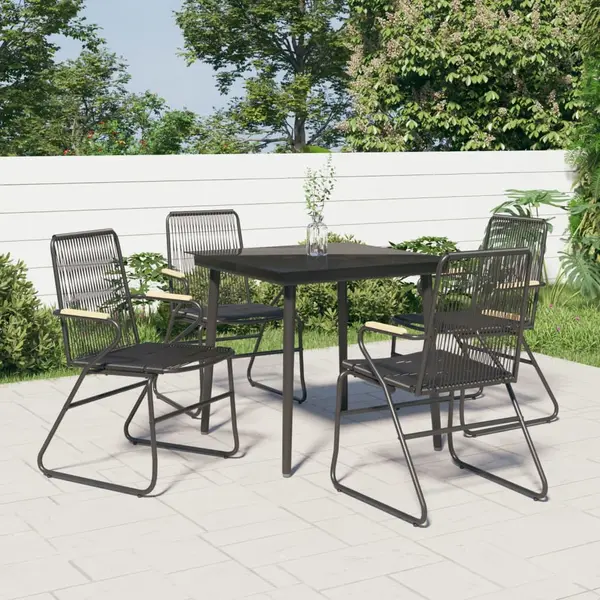 Gossi set mobilier de gradina, 5 piese, negru, ratan pvc