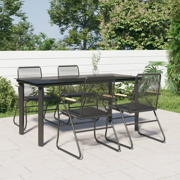 Gossi set mobilier de gradina, 5 piese, negru, ratan pvc
