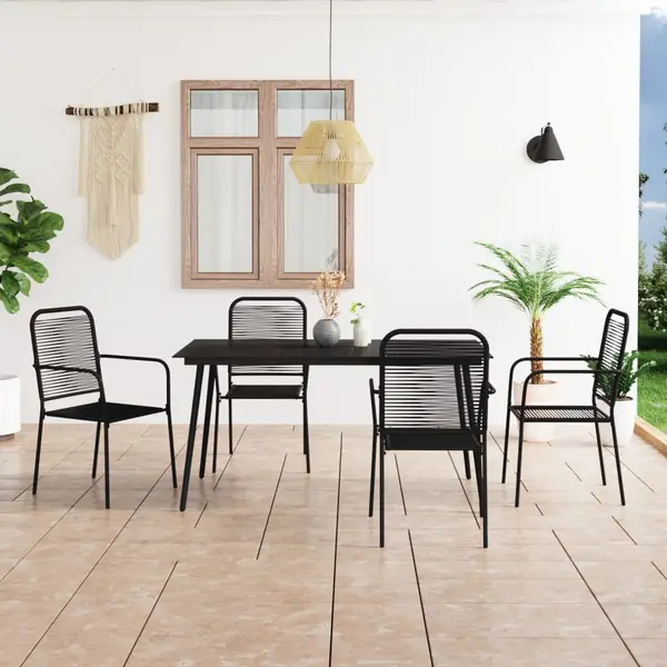 Gossi set mobilier de gradina 5 piese negru sfoara de bumbac si otel