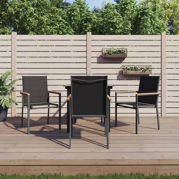 Gossi set mobilier de gradina, 5 piese, negru, textilena si otel
