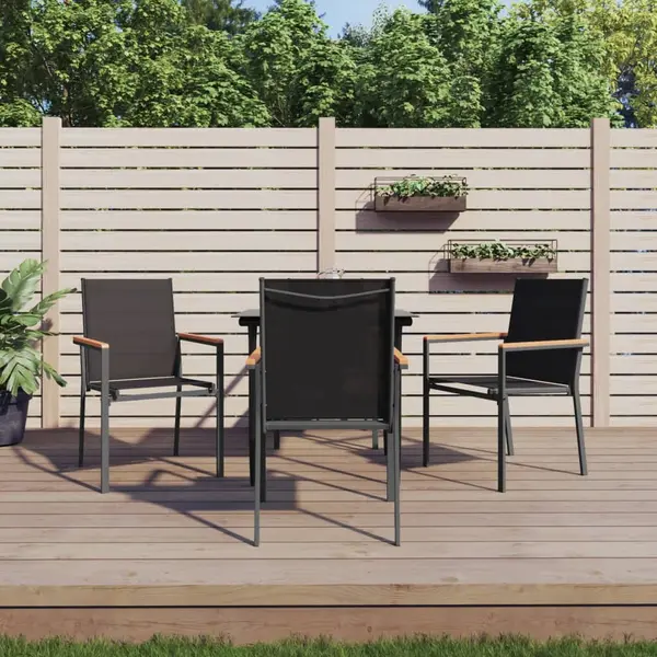 Gossi set mobilier de gradina, 5 piese, negru, textilena si otel