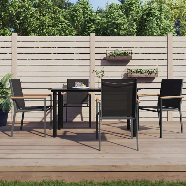 Gossi set mobilier de gradina, 5 piese, negru, textilena si otel