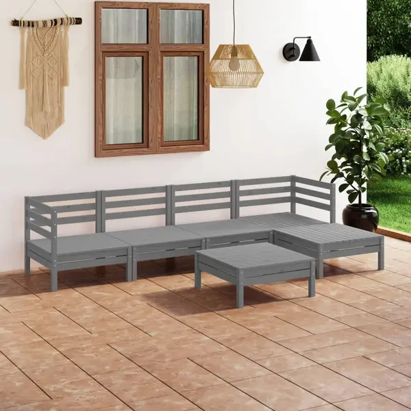 Gossi set mobilier de gradina, 6 piese,gri, lemn masiv de pin