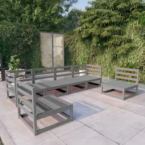 Gossi set mobilier de gradina, 6 piese, gri, lemn masiv de pin