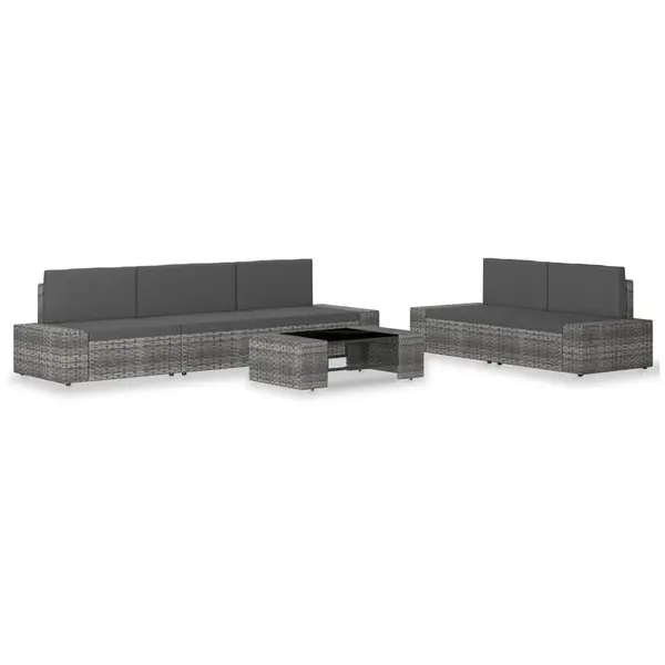 Gossi set mobilier de gradina, 6 piese, gri, poliratan