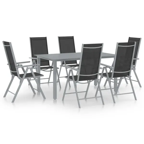 Gossi set mobilier de gradina, 7 piese, argintiu si negru, aluminiu