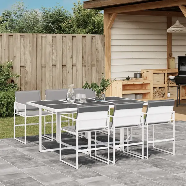 Gossi set mobilier de gradina, 7 piese, cu perne, alb, textilena