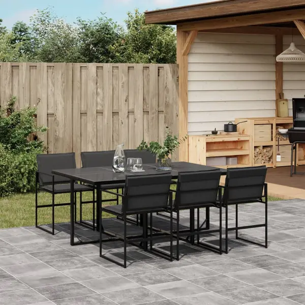 Gossi set mobilier de gradina, 7 piese, cu perne, negru, textilena