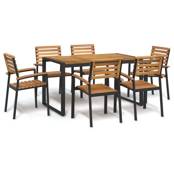 Gossi set mobilier de gradina, 7 piese, lemn masiv de acacia si metal