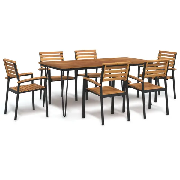 Gossi set mobilier de gradina, 7 piese, lemn masiv de acacia si metal