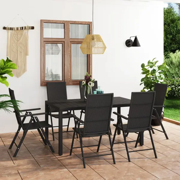 Gossi set mobilier de gradina, 7 piese, negru
