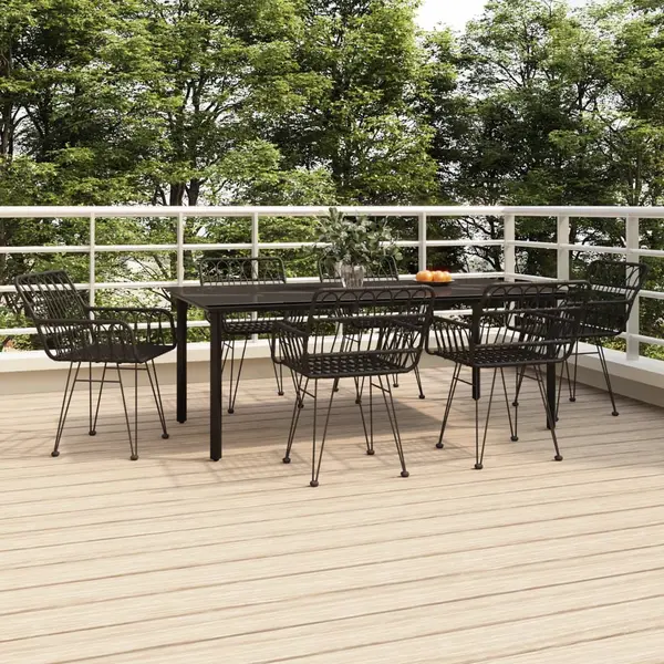 Gossi set mobilier de gradina, 7 piese, negru, poliratan