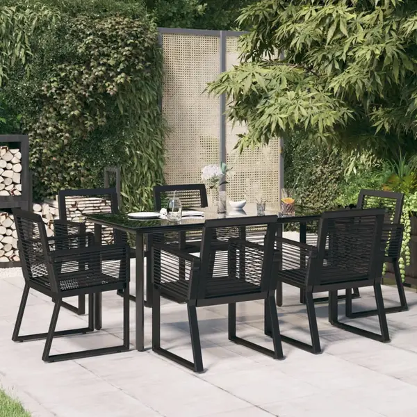 Gossi set mobilier de gradina, 7 piese, negru, ratan pvc