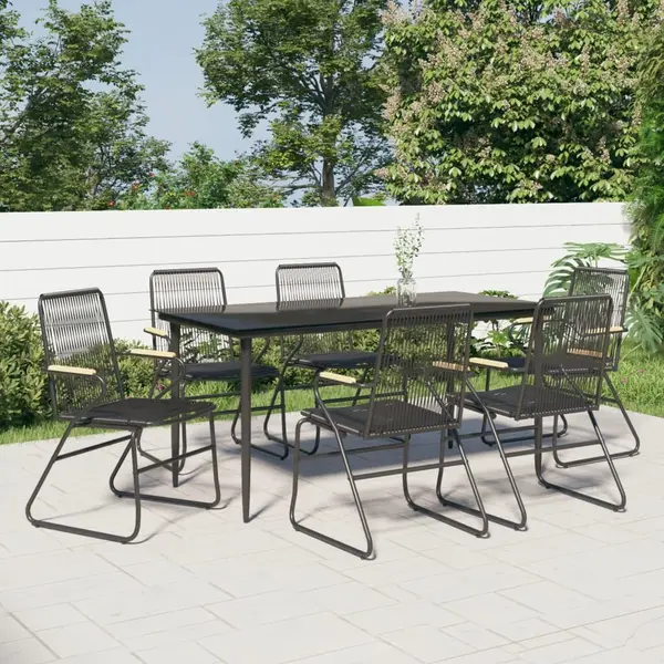 Gossi set mobilier de gradina, 7 piese, negru, ratan pvc