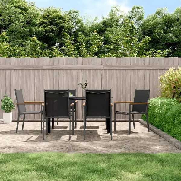 Gossi set mobilier de gradina, 7 piese, negru, textilena si otel