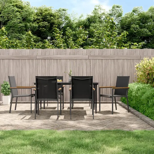 Gossi set mobilier de gradina, 7 piese, negru, textilena si otel
