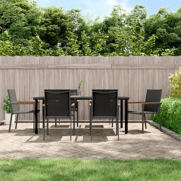 Gossi set mobilier de gradina, 7 piese, negru, textilena si otel