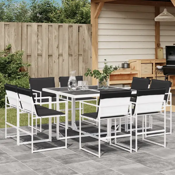 Gossi set mobilier de gradina, 9 piese, cu perne, alb, textilena
