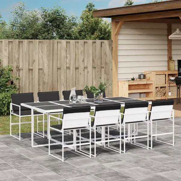 Gossi set mobilier de gradina, 9 piese, cu perne, alb, textilena