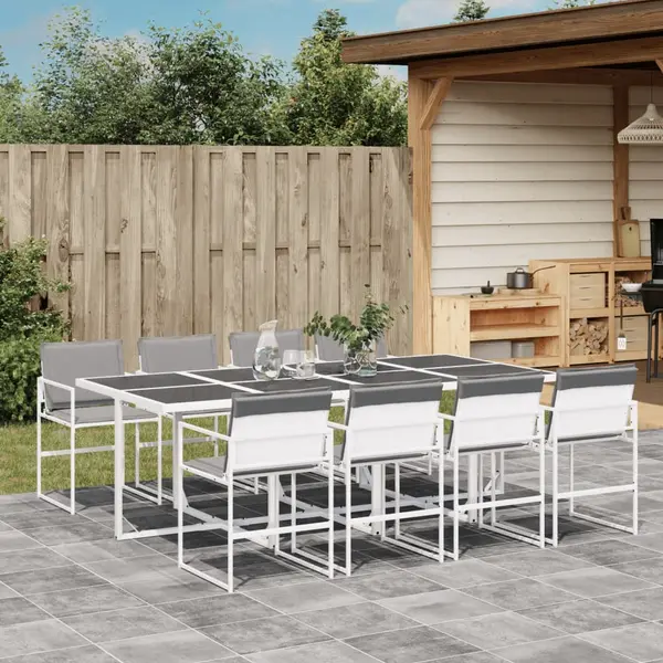 Gossi set mobilier de gradina, 9 piese, cu perne, alb, textilena