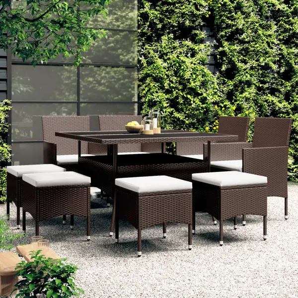 Gossi set mobilier de gradina, 9 piese, maro, poliratan