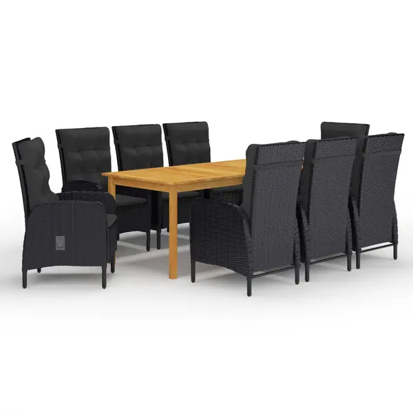 Gossi set mobilier de gradina, 9 piese, negru