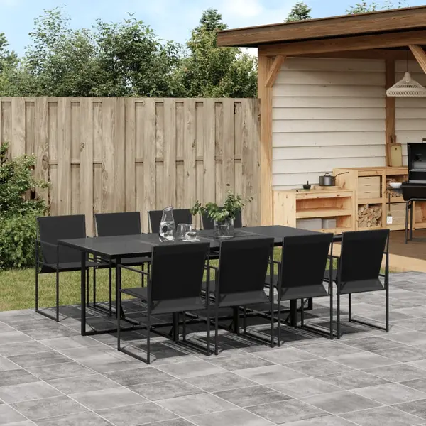 Gossi set mobilier de gradina, 9 piese, negru, textilena
