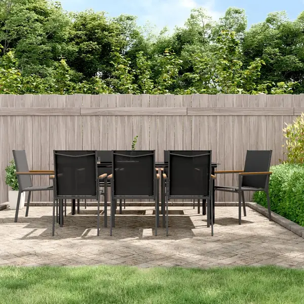 Gossi set mobilier de gradina, 9 piese, negru, textilena si otel