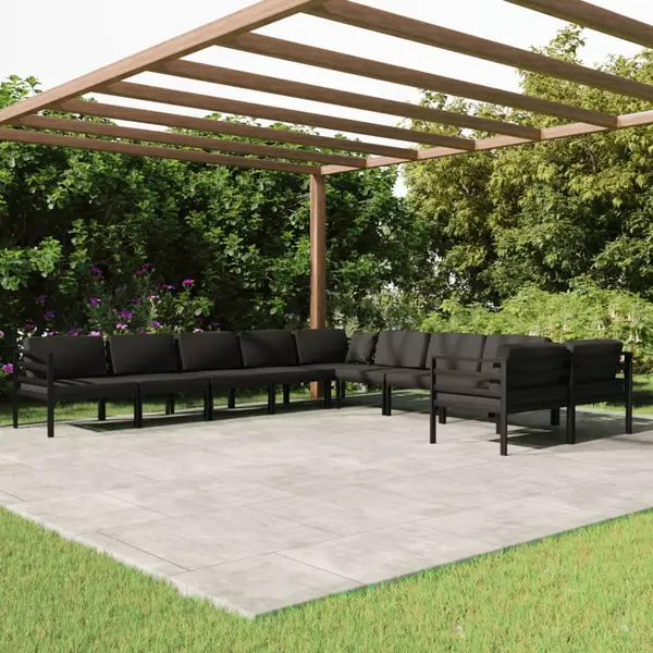 Gossi set mobilier de gradina cu perne, 10 piese, antracit, aluminiu