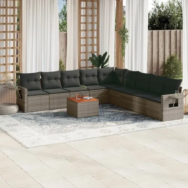 Gossi set mobilier de gradina cu perne, 10 piese, gri, poliratan