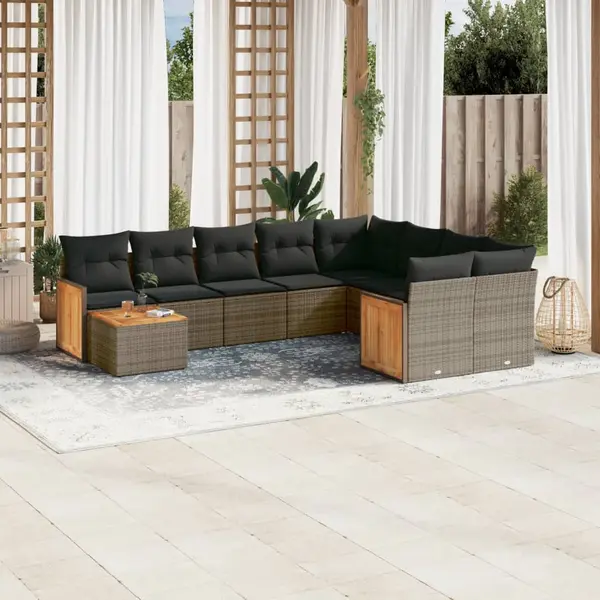 Gossi set mobilier de gradina cu perne, 10 piese, gri, poliratan