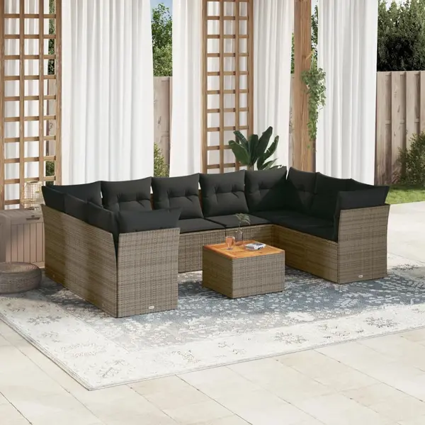 Gossi set mobilier de gradina cu perne, 10 piese, gri, poliratan