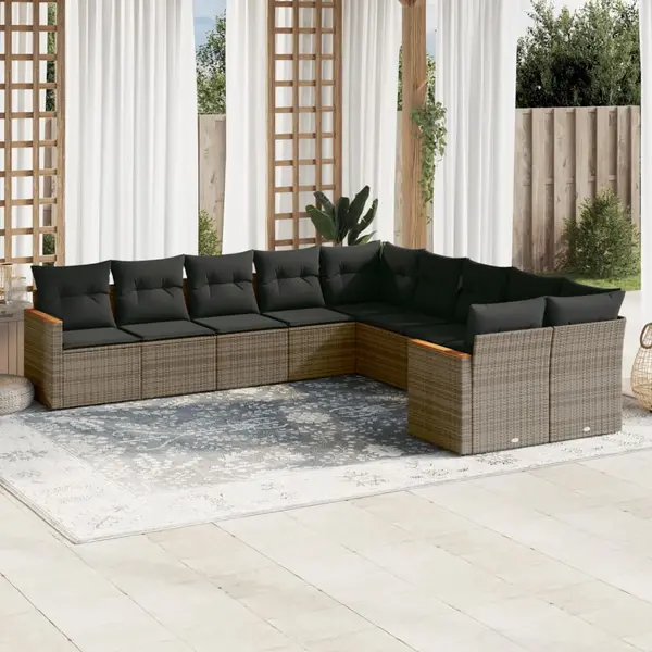 Gossi set mobilier de gradina cu perne, 10 piese, gri, poliratan