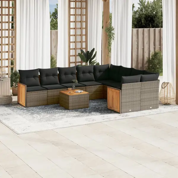 Gossi set mobilier de gradina cu perne, 10 piese, gri, poliratan