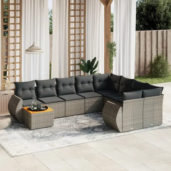 Gossi set mobilier de gradina cu perne, 10 piese, gri, poliratan