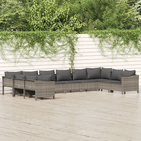 Gossi set mobilier de gradina cu perne, 10 piese, gri, poliratan