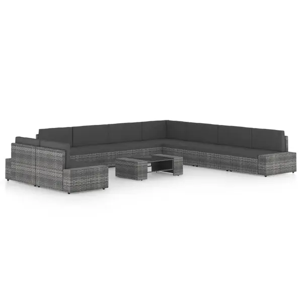 Gossi set mobilier de gradina cu perne, 10 piese, gri, poliratan