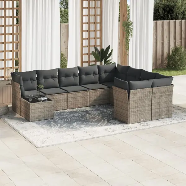 Gossi set mobilier de gradina cu perne, 10 piese, gri, poliratan