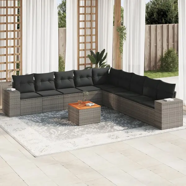 Gossi set mobilier de gradina cu perne, 10 piese, gri, poliratan