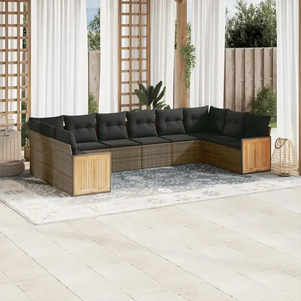 Gossi set mobilier de gradina cu perne, 10 piese, gri, poliratan