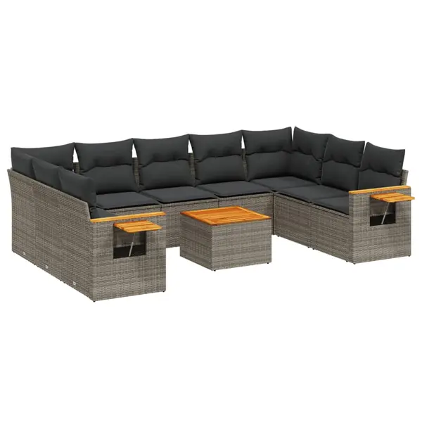 Gossi set mobilier de gradina cu perne, 10 piese, gri, poliratan