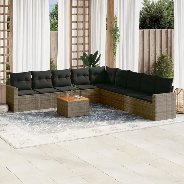 Gossi set mobilier de gradina cu perne, 10 piese, gri, poliratan