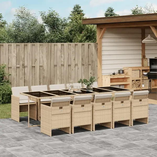 Gossi set mobilier de gradina cu perne, 11 piese, bej, poliratan