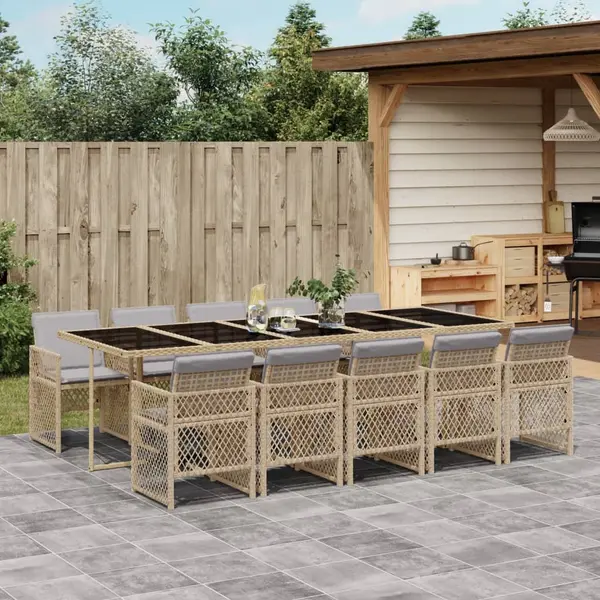 Gossi set mobilier de gradina cu perne, 11 piese, bej, poliratan